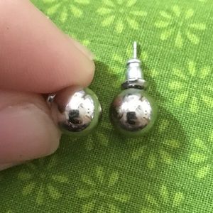 Silver color ball earrings